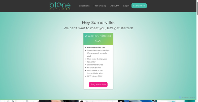 Security scan screenshot of https://www.btonefitness.com/intro-offer/somerville
