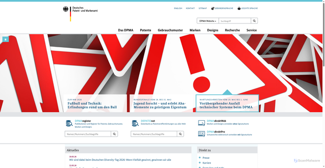 Security scan screenshot of http://www.dpma.de