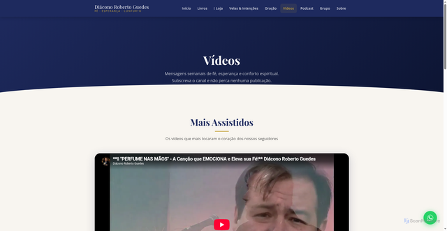 Security scan screenshot of https://diacono-roberto-guedes.pages.dev/videos.html