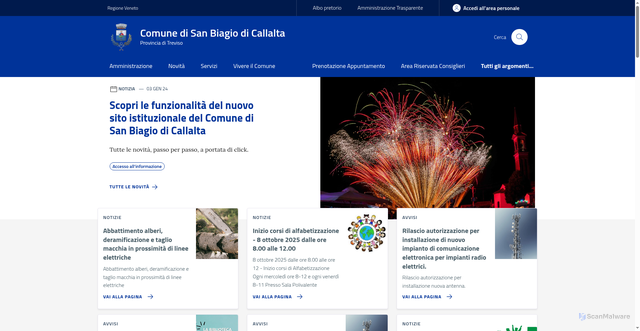 Security scan screenshot of https://www.comune.sanbiagio.tv.it/