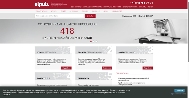 Security scan screenshot of https://elpub.ru