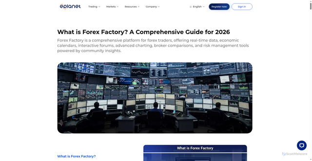 Security scan screenshot of https://eplanetbrokers.com/training/what-is-forex-factory