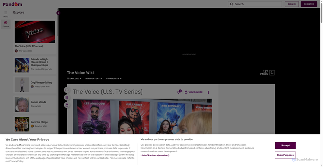 Security scan screenshot of https://the-voicefanmade.fandom.com/wiki/The_Voice_(U.S._TV_Series)