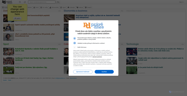 Security scan screenshot of https://pravednes.cz