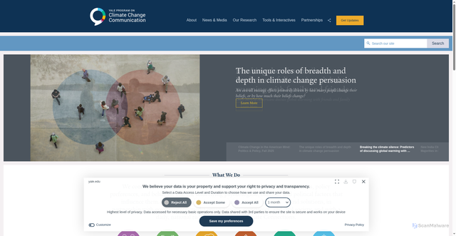 Security scan screenshot of https://climatecommunication.yale.edu/