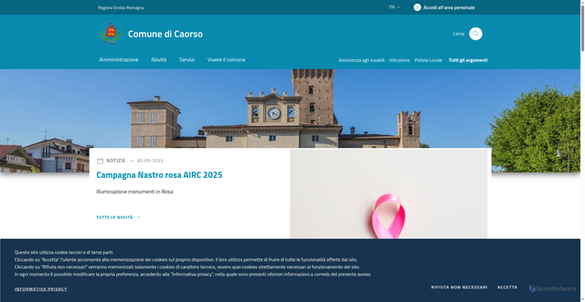 Security scan screenshot of https://www.comune.caorso.pc.it/