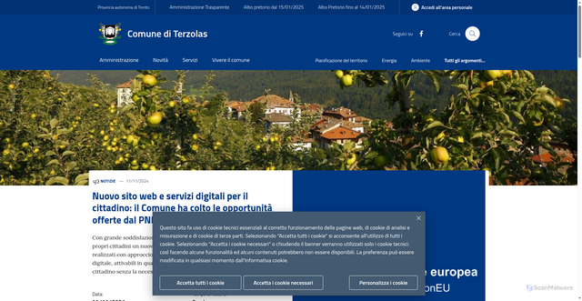 Security scan screenshot of https://www.comune.terzolas.tn.it/