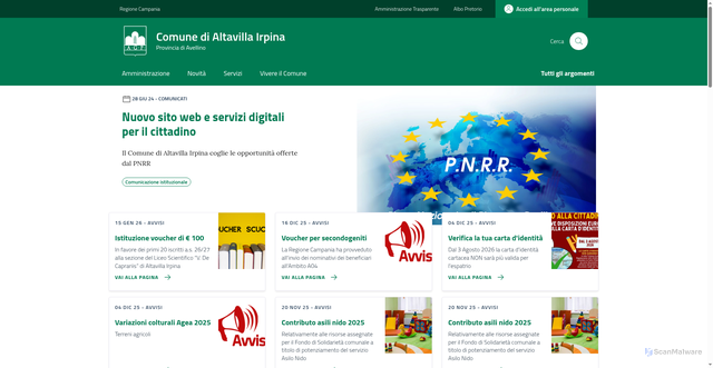 Security scan screenshot of https://comune.altavillairpina.av.it/