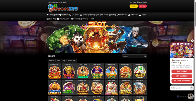 Security scan screenshot of https://noindek2-bansos188.xyz/desktop/game/slot/besoft