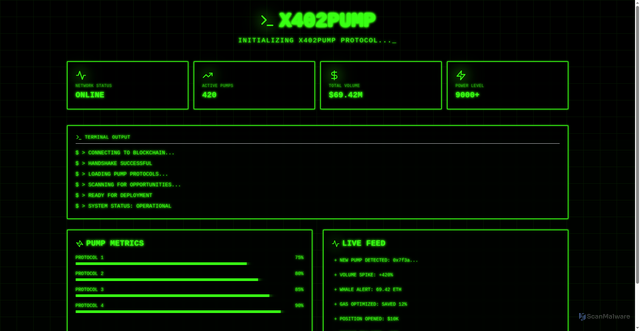 Security scan screenshot of http://x402pump.xyz/
