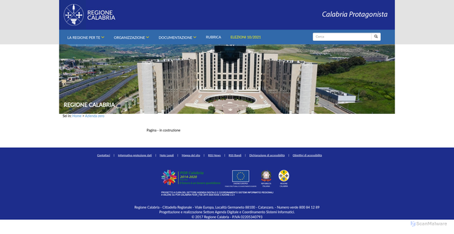 Security scan screenshot of https://www.regione.calabria.it/website/AziendaZero