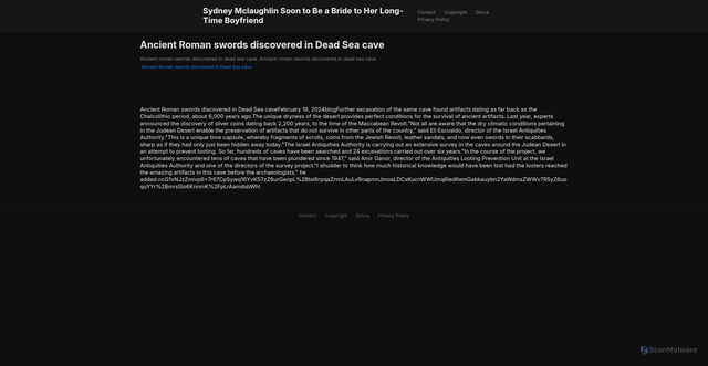 Security scan screenshot of https://mnwaleedhhugo-x9bon5obzd.edgeone.app/2040-ancient-roman-swords-discovered-in-dead-sea-cave.html