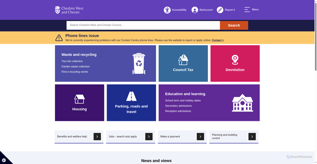 Security scan screenshot of https://cheshirewestandchester.gov.uk
