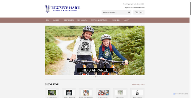 Security scan screenshot of https://elusive-hare.myshopify.com