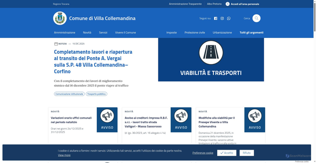 Security scan screenshot of https://comune.villacollemandina.lu.it/