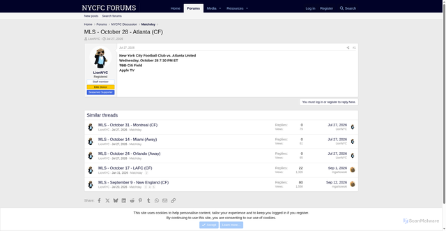 Security scan screenshot of https://nycfcforums.com/threads/mls-october-28-atlanta-cf.8898/