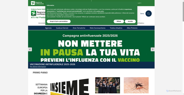Security scan screenshot of https://www.ats-valpadana.it/