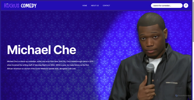 Security scan screenshot of https://theruckuscomedy.com/comedian/michael-che/