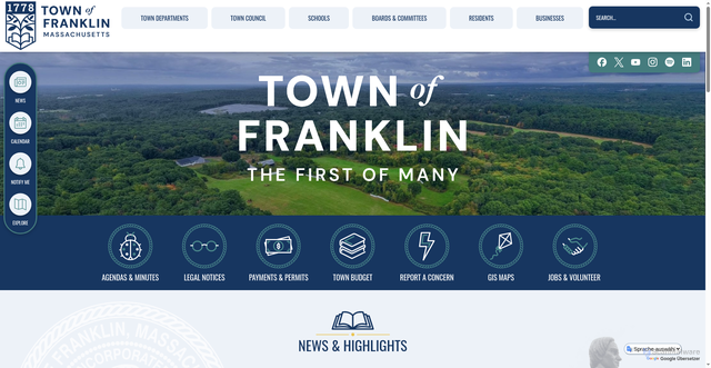 Security scan screenshot of https://franklinma.gov/