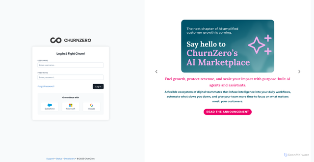 Security scan screenshot of https://reg-uk-t3712.eu1app.churnzero.net
