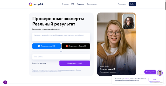 Security scan screenshot of https://author24.ru