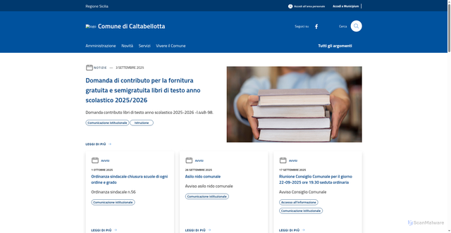 Security scan screenshot of https://www.comune.caltabellotta.ag.it/it