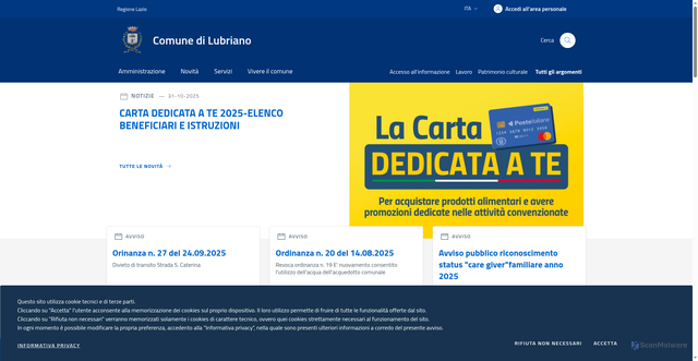 Security scan screenshot of https://www.comune.lubriano.vt.it/