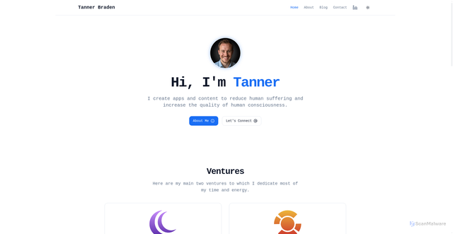 Security scan screenshot of https://tannerbraden.me/