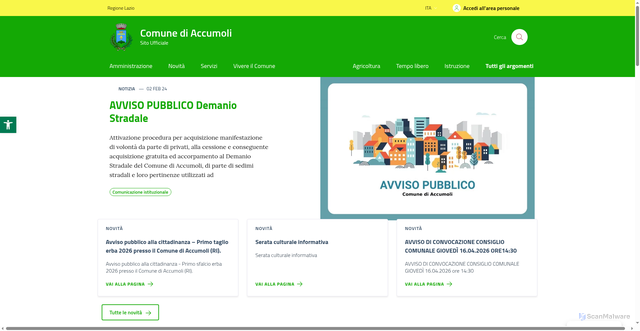 Security scan screenshot of https://www.comune.accumoli.ri.it