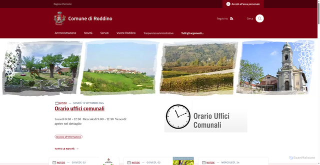 Security scan screenshot of https://www.comune.roddino.cn.it/