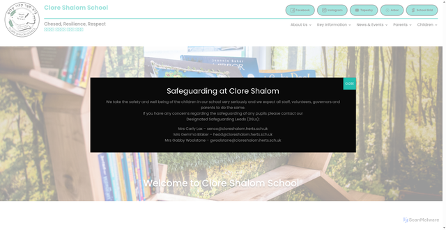 Security scan screenshot of https://cloreshalom.herts.sch.uk/