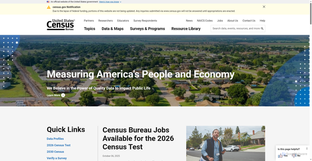 Security scan screenshot of https://www.census.gov/