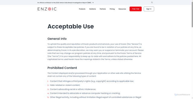 Security scan screenshot of https://enzoic.com