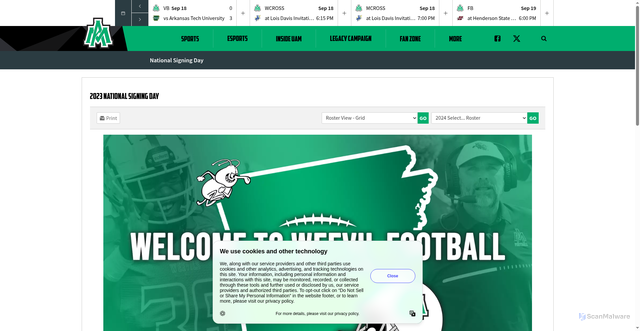 Security scan screenshot of https://www.uamsports.com/sports/2023/roster