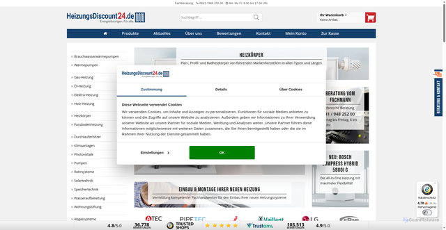 Security scan screenshot of https://www.heizungsdiscount24.de