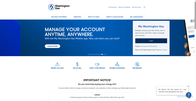 Security scan screenshot of https://washgas.com