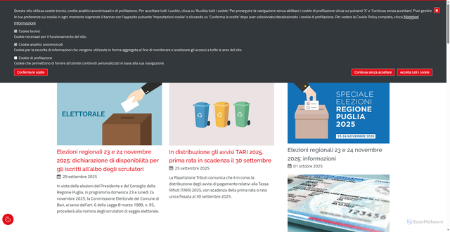 Security scan screenshot of https://www.comune.bari.it/