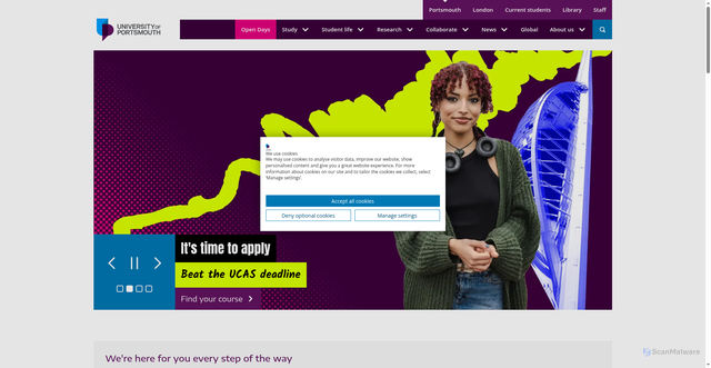 Security scan screenshot of https://www.port.ac.uk/