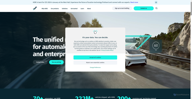 Security scan screenshot of https://account.api.here.com