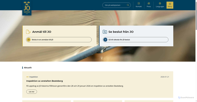 Security scan screenshot of https://www.jo.se/