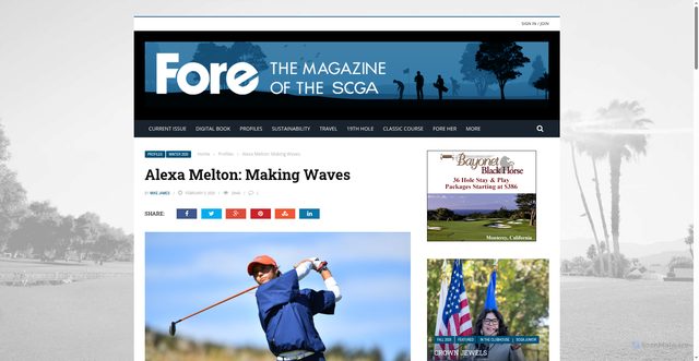 Security scan screenshot of https://www.foremagazine.com/profiles/alexa-melton-making-waves/