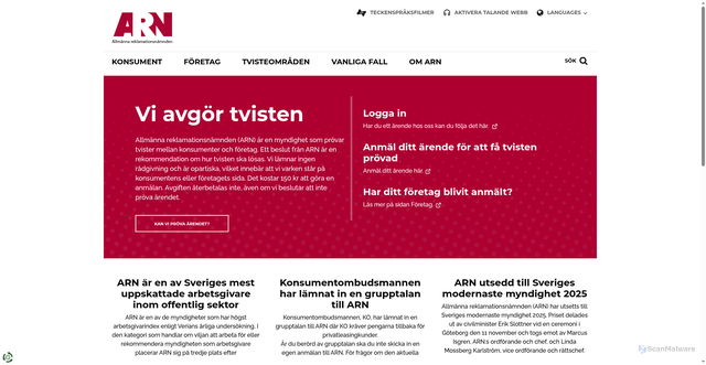 Security scan screenshot of https://www.arn.se