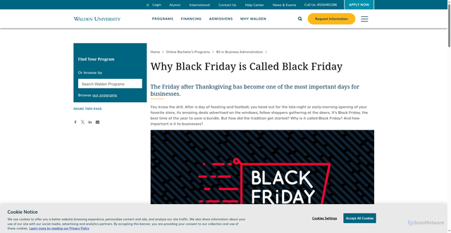 Security scan screenshot of https://www.waldenu.edu/online-bachelors-programs/bs-in-business-administration/resource/the-history-and-importance-of-black-friday