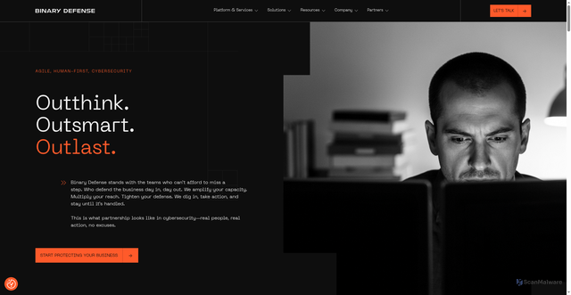 Security scan screenshot of https://www.binarydefense.com