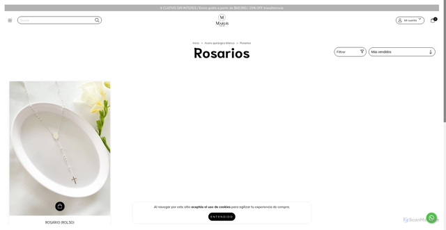 Security scan screenshot of https://mariasonline.com.ar/acero-quirurgico-blanco3/rosarios1/