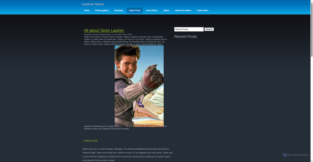 Security scan screenshot of http://lautnernews.yolasite.com/taylor-facts/all-about-taylor-lautner