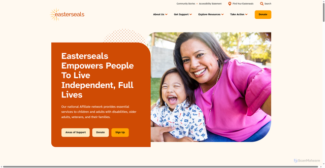 Security scan screenshot of https://easterseals.com