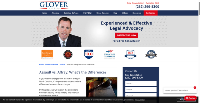 Security scan screenshot of https://www.dannygloverlawfirm.com/assault-vs-affray-whats-the-difference.html