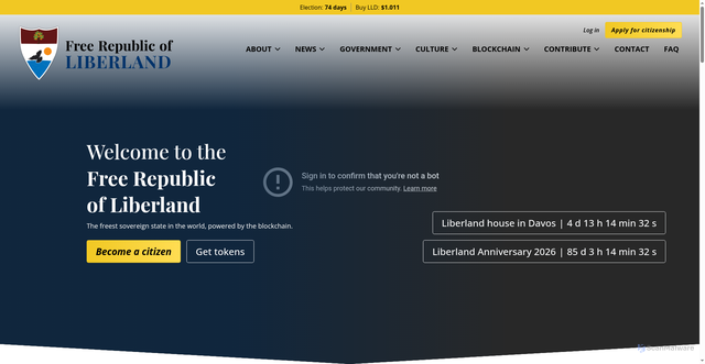 Security scan screenshot of https://liberland.org