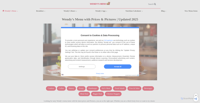 Security scan screenshot of https://wendymenu.com/